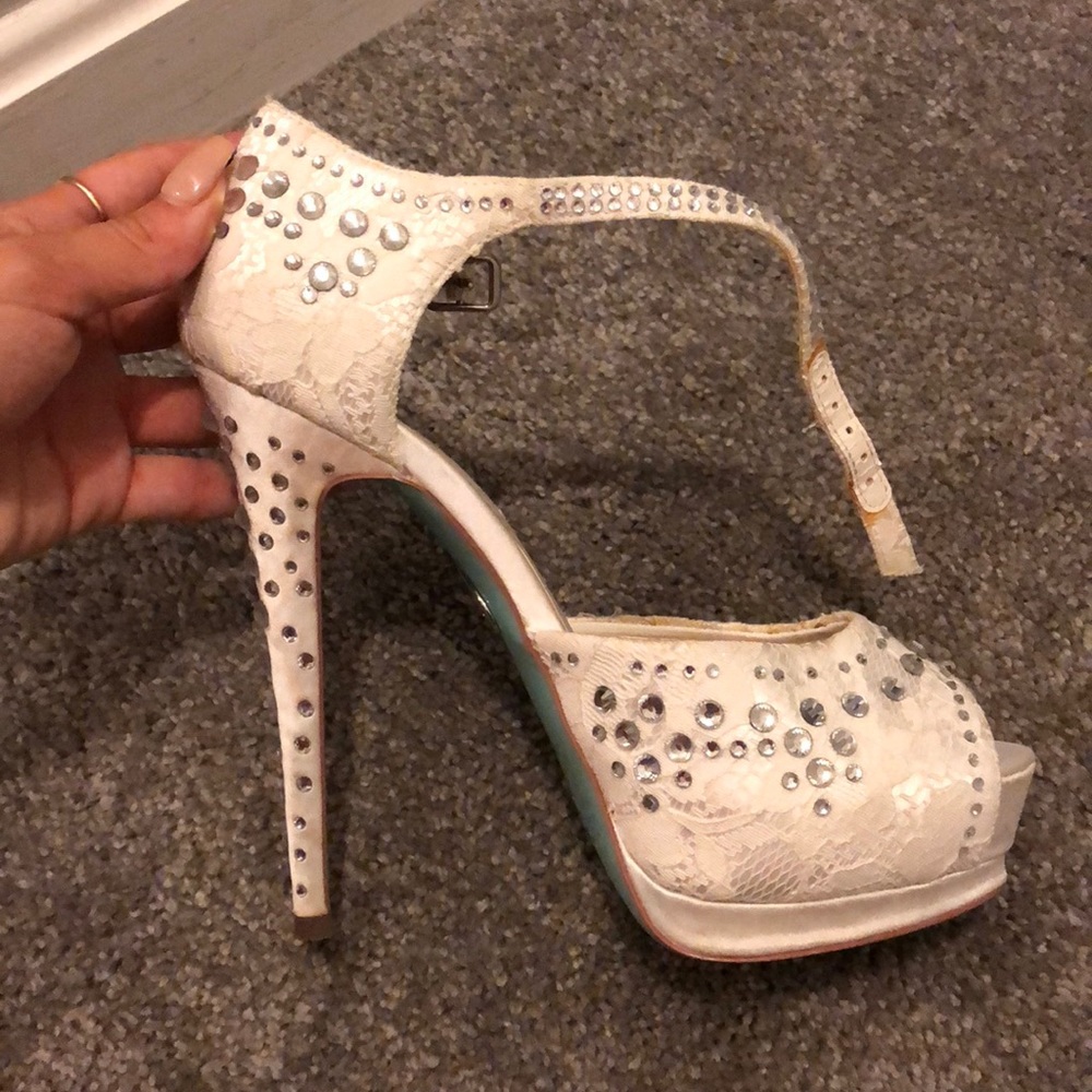 Betsey Johnson white platforms